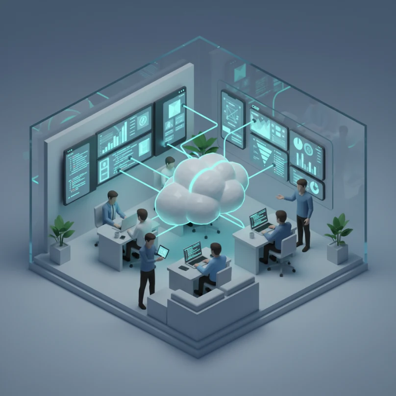 illustration of a cloud-based business platform